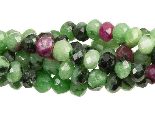 Dakota Stones Ruby Zoisite 3mm Faceted Rondelle Bead Strand