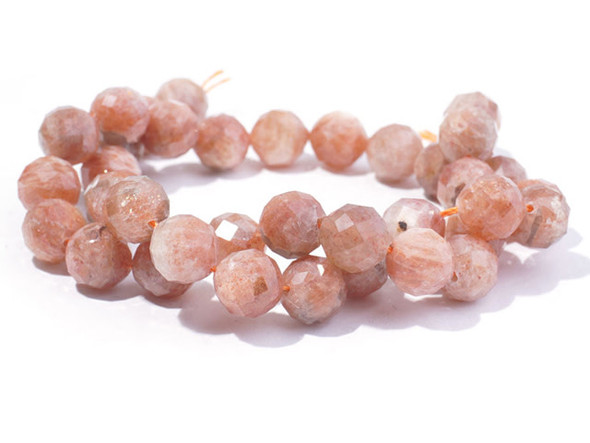 Dakota Stones Golden Sunstone 10mm Round Faceted A Grade 16-Inch Bead Strand