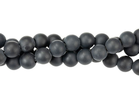 Dakota Stones Matte Onyx 8mm Large-Hole Round Bead Strand