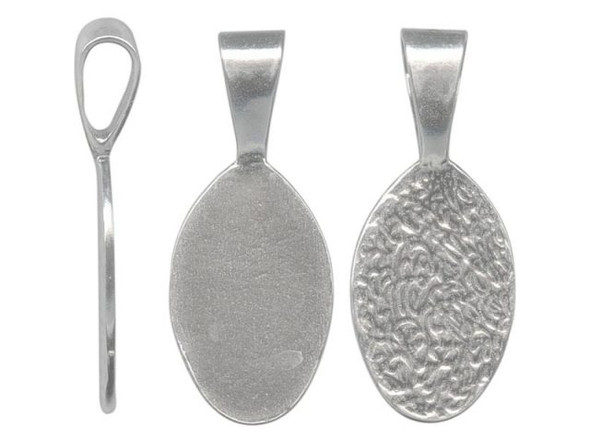 Sterling Silver Glue-On Jewelry Bail, Oval, Medium (Each)