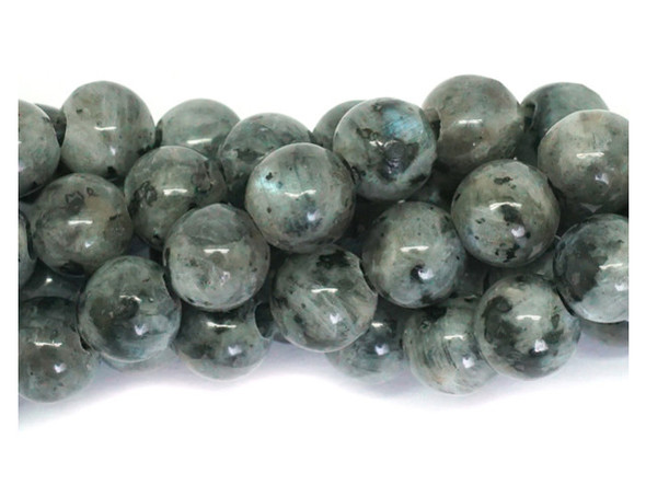 Dakota Stones Larvakite 8mm Round Large Hole Bead Strand