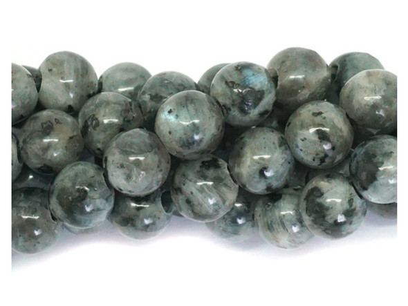 Add gemstone style to your next design with these beads from Dakota stones. These beads are perfectly round in shape and feature a versatile size that you can use in all kinds of designs. These beads would look wonderful in matching necklace and bracelet sets. Their large stringing hole makes these beads great for use with thicker stringing materials. The name originates from the town of Larvik, Norway where this type of igneous rock is found. Legend has it that it came to the world&rsquo;s attention in the 1890s when a local geologist saw it glimmering in the moonlight and recommended that it be submitted as a representative stone from Norway to the World&rsquo;s Fair in Germany. It won 1st price and has been used ever since in sculpture, jewelry, and architecture. It is not a granite, rather a feldspar-rich igneous rock. Mined in Norway. Because gemstones are natural materials, appearances may vary from bead to bead.