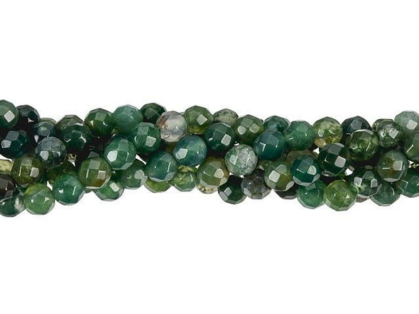 Dakota Stones Moss Agate 4mm Faceted Round Bead Strand