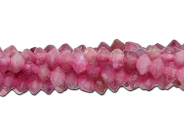 Accent your designs with the gemstone glitter of these Dakota Stones diamond cut faceted saucer beads. These beads feature a saucer shape with facets that catch the light for extra shine. Their small size makes them work great as spacers, or to add a pop of color to your design. Pink Tourmaline ranges in color from light pink to deep magenta, with inclusions of white to colorless translucent or transparent. Tourmaline occurs in nearly every color in the rainbow and its name derives from &ldquo;turmali,&rdquo; the Sinhalese word for &ldquo;mixed color precious stone.&rdquo; Tourmaline is unusual in that it is both pyroelectric and piezoelectric, meaning it becomes magnetically charged from heat or friction. Because gemstones are natural materials, appearances may vary from piece to piece. Dimensions: 2 x 3mm, Hole Size: 0.8mm