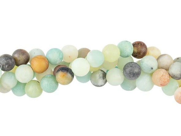 You'll love adding the unique colors of these Dakota Stones gemstone beads to your designs. These beads are perfectly round in shape and are versatile in size. You can use them in necklaces, bracelets and even earrings. They feature ocean colors, ranging from blue and green to brown, gray and white. The matte finish gives each bead a soft look. Metaphysical Properties: Amazonite is believed to dispel negative energy.Because gemstones are natural materials, appearances may vary from piece to piece. Each strand includes approximately 34 beads.