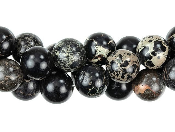 Dakota Stones 10mm Black Impression Jasper Round Bead Strand