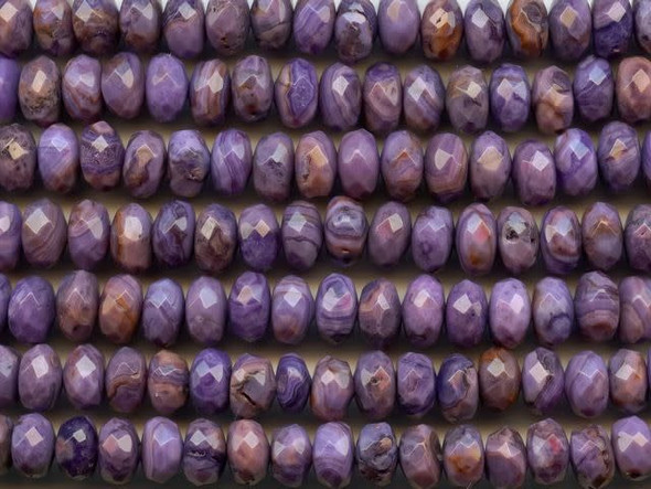 The facets on these purple crazy lace agate 8mm faceted roundel beads from Dakota Stones give them brilliant shine to complement their rich colors. These rounded beads feature a multi-faceted surface and purple colors swirled with patterns of burgundy and black. They have a Mohs hardness of 6.5-7. Mexican crazy lace agate is normally an opaque white gemstone with swirling patterns, but these beads are color enhanced to emphasize these beautiful patterns. Color enhancing is common amongst agates to make them fashionably relevant. Metaphysical Properties: Often called the happy stone, crazy lace agate promotes laughter and optimism. Because gemstones are natural materials, appearances may vary from bead to bead. Each strand includes approximately 24 beads.