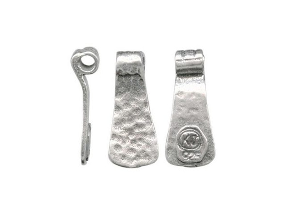 Sterling Silver Jewelry Bail, Drop, Hammered (Each)