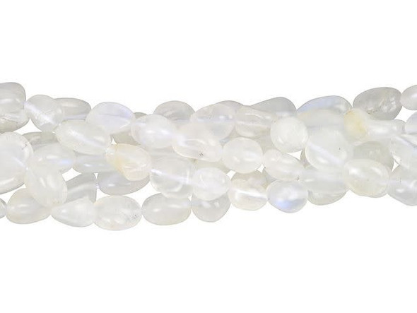 For an enchanting display in your style, try these Dakota Stones gemstone beads. These white Moonstone beads feature rounded pebble shapes, for an organic look in your designs. They are small and versatile, so you can use them in necklaces, bracelets, and even earrings. They feature cloudy white color with a subtle iridescent fire. Metaphysical Properties: Moonstone is said to be a stone of love and is believed to aid in self-expression.Because gemstones are natural materials, appearances may vary from bead to bead. Each strand includes approximately 62-92 beads.Length 6-9.5mm, Width 5-7mm