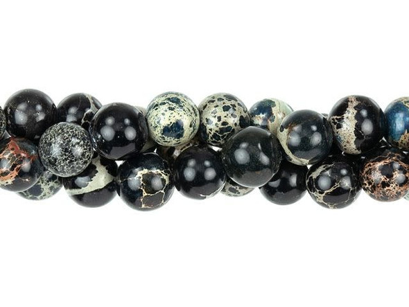 Dakota Stones 6mm Black Impression Jasper Round Bead Strand