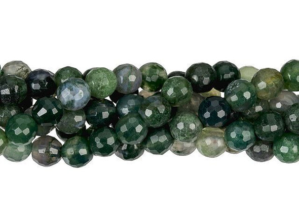 Dakota Stones Moss Agate 6mm Faceted Round Bead Strand