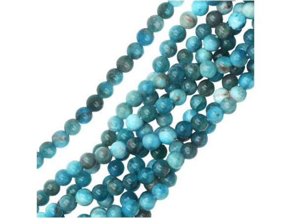 Dakota Stones Blue Apatite 4mm Round 8-Inch Bead Strand