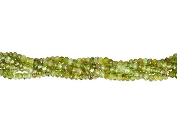Bring a refreshing gleam to your looks with these gemstone beads from Dakota Stones. These small green garnet beads feature a classic rounded shape with facets cut into the surface for a glittering look. They are the perfect size for using as spacers, and would make wonderful pops of color in earrings, too. Garnets are a group of silicate minerals that have been used since the Bronze Age as gemstones and abrasives. Metaphysical Properties: Called the "Stone of Truth," green garnet is a symbol of glory, love and persistence.Because gemstones are natural materials, appearances may vary from piece to piece. Each strand includes approximately 135-178 beads.