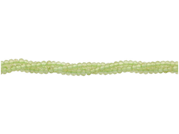 Dakota Stones Peridot 3mm Rondelle Faceted A Grade 16-Inch Bead Strand