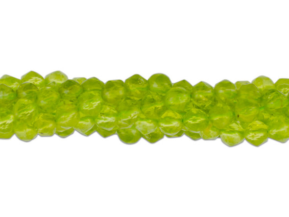 Bring the brilliance of gemstones to your designs with this 4mm peridot double heart bead strand from Dakota Stones. The beads on the strand feature a special double heart cut which adds extra facets that really catch the light. These peridot beads feature a cheerful spring green color. Peridot is the birthstone for the month of August. Because gemstones are natural materials, appearances may vary from piece to piece.  Dimensions: 4mm, Hole Size: 0.8mm 