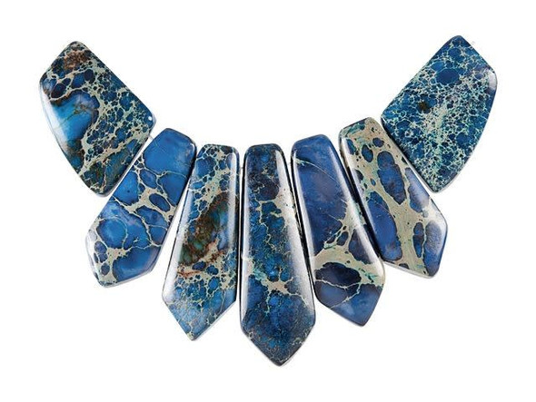 Dakota Stones Blue Impression Jasper Pointed Pendant Set (7pc)