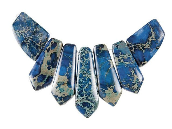 Dakota Stones Blue Impression Jasper Pointed Pendant Set (7pc)