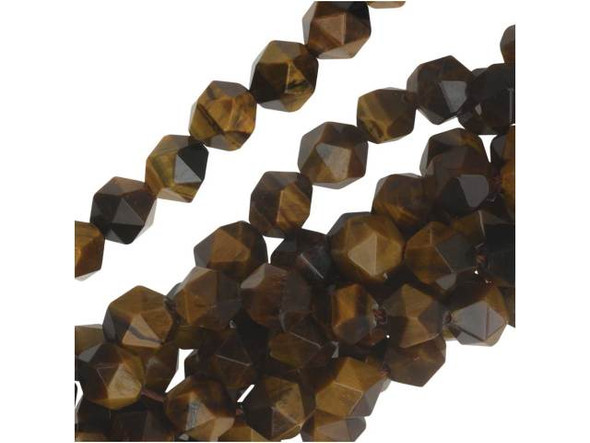 Dakota Stones Tiger Eye 8mm Star Cut Round Bead Strand