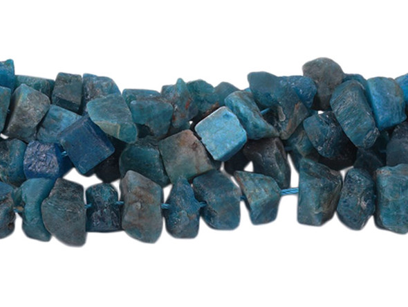 Dakota Stones Blue Apatite 6-12x10-18mm Nugget Rough - 15-16 Inch Bead Strand