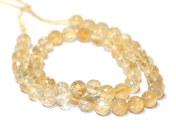 Dakota Stones Citrine 8mm Faceted Round 15-16 Inch 16-Inch Bead Strand