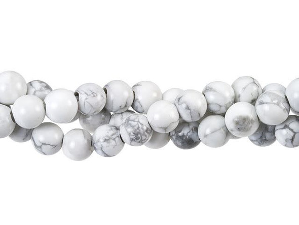 Stand out in your style with these Howlite beads from Dakota Stones. Available by the strand, these gemstone beads are perfectly round in shape, so you can use them in all kinds of styles. Each bead features a wide stringing hole, perfect for using with thicker stringing materials like leather cord. Each bead features white color with a stormy gray matrix. Metaphysical Properties: Howlite is said to reduce anxiety and ease tension.Because gemstones are natural materials, appearances may vary from bead to bead. Each strand includes approximately 24 beads.