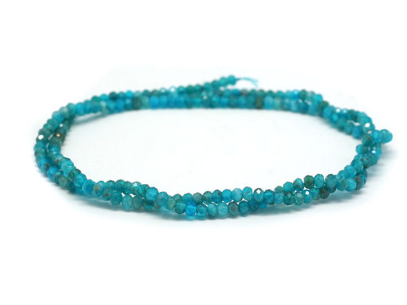 Gemstone style fills these beads from Dakota Stones. These blue apatite beads have a rondelle shape with facets that catch the light. Blue apatite is a blue transparent phosphate material. It derives from the Greek word "apate," meaning to deceive, because it is often mistaken for other stones. The color of this material is such a vibrant blue that it is difficult to believe it could be found naturally. But this color is 100% natural. Mined in Brazil, Mexico, Myanmar, Africa and the USA, this stone has a Mohs hardness of 5. Metaphysical Properties: Often called a dual-action stone, blue apatite is used to achieve goals. It removes negativity, confusion and stimulates the mind to expand knowledge and truth. It is a great stone for encouraging inspiration and is famous for deepening meditation.Because gemstones are natural materials, appearances may vary from piece to piece.