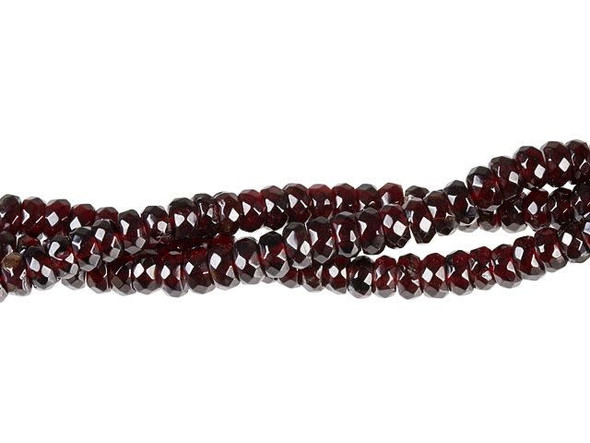 Add a glittering display to your style with these gemstone beads from Dakota Stones. These red garnet beads feature a classic roundel shape with diamond-shaped facets cut into the surface for extra shine. The dark red color of these beads gleams beautifully from every angle. These beads are versatile in size, so you can use them in necklaces, bracelets, and even earrings. Metaphysical Properties: Garnet is said to be a stone that utilizes creative energy.Because gemstones are natural materials, appearances may vary from bead to bead. Each strand includes approximately 68 beads.