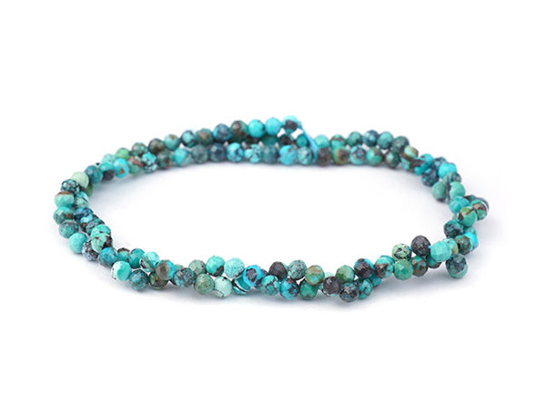 Dakota Stones Hubei Turquoise 3mm Blue Matrix Round Faceted A Grade 15-16" Bead Strand