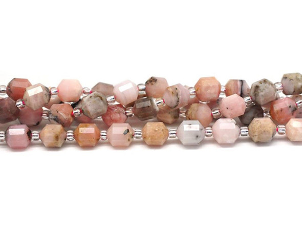 Dakota Stones Pink Opal 6mm Natural Energy Prism Faceted - 15-16 Inch Bead Strand