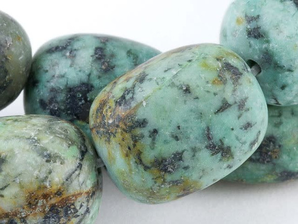 Dakota Stones 12x16mm Matte African Turquoise Jasper Tumble Nugget Bead Strand