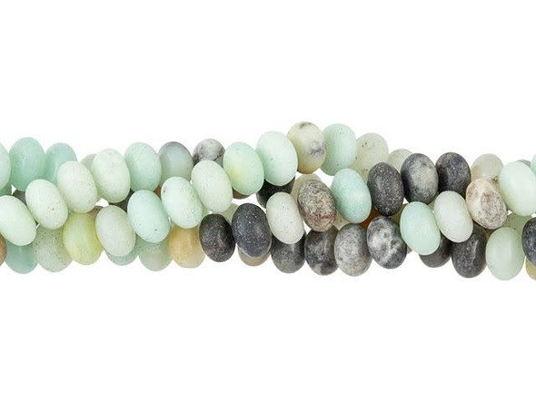 Liven up your style with these Dakota Stones gemstone beads. These beads are thin rounds and slightly cylindrical in shape, making them perfect for use as spacers. They are versatile in size, so you can use them in necklaces, bracelets, and even earrings. Stack several together for an interesting effect in your jewelry. They feature ocean colors, ranging from blue and green to brown, gray and white. The matte finish gives each bead a soft look. Metaphysical Properties: Amazonite is believed to dispel negative energy. Because gemstones are natural materials, appearances may vary from bead to bead. Each strand includes approximately 50 beads.