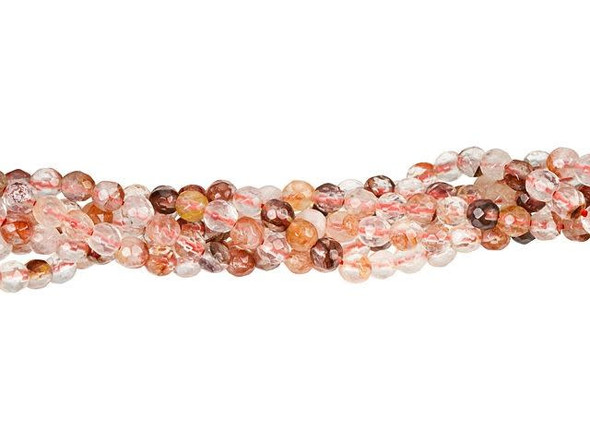 Bring eye-catching warmth to designs with these beads from Dakota Stones. These blood quartz beads feature splashes of deep red, terracotta, pale pink, and clear colors. This combination is warm and rich, so it's sure to add character to your jewelry designs. These beads are perfectly round, so they will work with a variety of styles. The faceted surface adds a beautiful gleam. These beads are small in size, so you can use them in spacers in all kinds of designs.Because gemstones are natural materials, appearances may vary from piece to piece. Each strand includes approximately 95 beads.