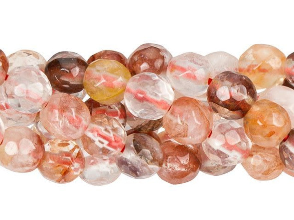 Bring eye-catching warmth to designs with these beads from Dakota Stones. These blood quartz beads feature splashes of deep red, terracotta, pale pink, and clear colors. This combination is warm and rich, so it's sure to add character to your jewelry designs. These beads are perfectly round, so they will work with a variety of styles. The faceted surface adds a beautiful gleam. These beads are small in size, so you can use them in spacers in all kinds of designs.Because gemstones are natural materials, appearances may vary from piece to piece. Each strand includes approximately 95 beads.