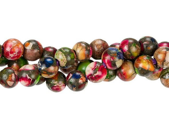 Dakota Stones 8mm Mixed Impression Jasper Large-Hole Round Bead Strand