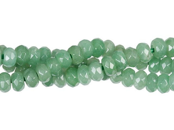 Dakota Stones Green Aventurine 8mm Large-Hole Faceted Roundel Bead Strand