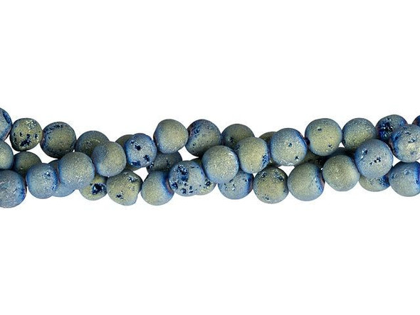 Dakota Stones Druzy Agate Blue-Green 6mm Round Bead Strand