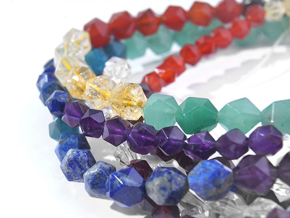 Dakota Stones Chakra Stones 8mm Star Cut Round Bead Strand