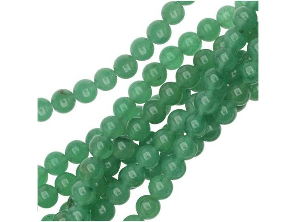 Colorful elegance can be yours. These Dakota Stones gemstone beads are perfectly round, so they lend themselves well to classic styles. They are versatile in size, so use them in necklaces, bracelets and even earrings. Aventurine is a form of quartz and most commonly displays a green color. Metaphysical properties: Green aventurine is believed to be a lucky stone, promoting wealth and prosperity.Because gemstones are natural materials, appearances may vary from bead to bead. Each strand includes approximately 34 beads. 