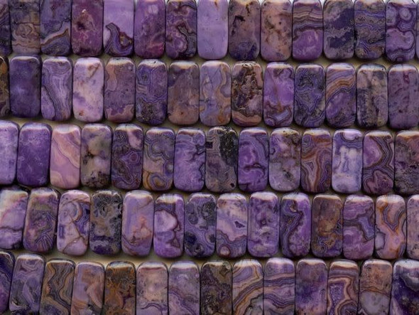 Dakota Stones Purple Crazy Lace Agate 10x20mm Double Drilled Rectangle Bead Strand