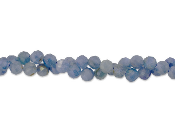 Add the sparkle of gemstones to your designs with this Dakota Stones kyanite diamond cut 4mm round bead strand. These beads feature a classic round shape with diamond cut facets that really catch the light. They feature varying shades of blue throughout each bead. Because gemstones are natural materials, appearances may vary from piece to piece. Size: 4mm, Hole Size: 0.8mm