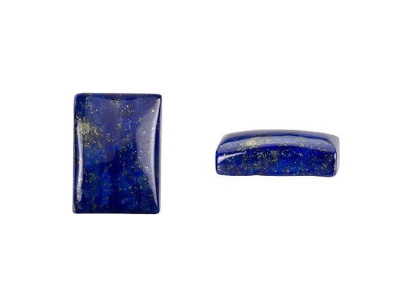 Add modern style to designs with the Dakota Stones 14x10mm lapis lazuli rectangle cabochon. This cabochon features a rectangular shape. Use it in bead embroidery or bezel settings for a stunning display. Lapis lazuli is a semi-precious stone that contains primarily lazurite, calcite and pyrite. It was among the first gemstones to be worn as jewelry and worked on. It features a deep blue color with shimmering flecks of gold. Metaphysical Properties: Lapis lazuli is said to enhance insight, intellect and awareness.Because gemstones are natural materials, appearances may vary from piece to piece.Length 14mm, Width 10mm