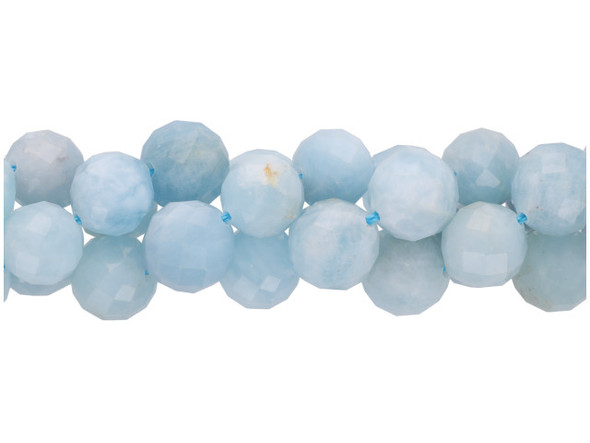 Dakota Stones Aquamarine 10mm Round Faceted A Grade 16-Inch Bead Strand