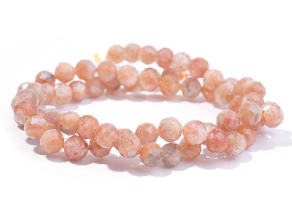 Dakota Stones Golden Sunstone 6mm Round Faceted A Grade 16-Inch Bead Strand