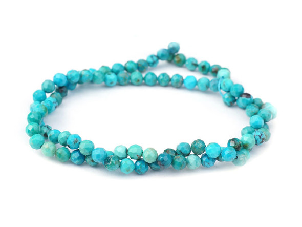 Dakota Stones Hubei Turquoise 5mm Round Faceted AA Grade 15-16" Bead Strand