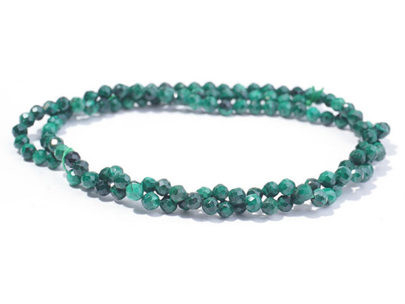 Dakota Stones Malachite 3mm Round Faceted A Grade 16-Inch Bead Strand