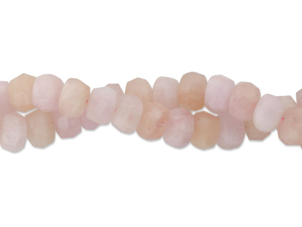 Add sweet style to your designs with this Dakota Stones pink morganite faceted freeform 10 x 7mm rondelle bead strand. These beads feature a classic rondelle shape with specially cut facets that help catch the light. These gemstone beads have a soft pink color. Morganite gets its pink hue from the presence of manganese or cesium in the stone. It's actually a pink variety of Beryl. Its color can be a soft pink, a warm peach, or some degree of pink in between. Because gemstones are natural materials, appearances may vary from piece to piece. Size: 10 x 7mm, Hole Size: 0.8mm