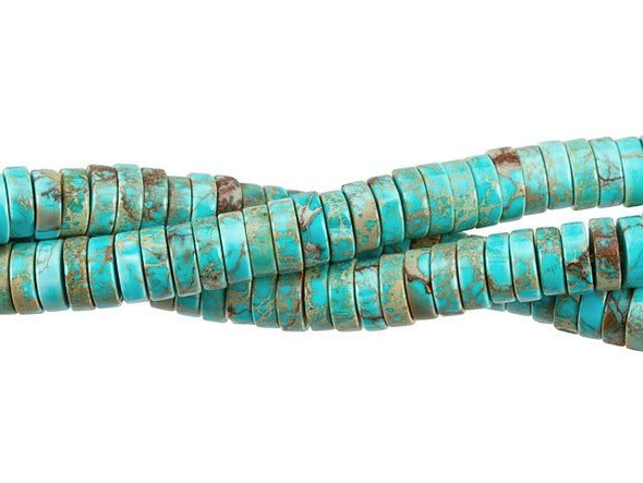 Dakota Stones 8mm Aqua Dyed Impression Jasper Heishi Bead Strand