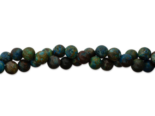 Bring gemstone style to your designs with this Dakota Stones blue sky jasper 6mm round bead strand. These beads feature a classic round shape and a vibrant blue color mixed with greens and browns. Their versatile size makes them a good choice for all kinds of projects. Because gemstones are natural materials, appearances may vary from piece to piece. Size: 6mm, Hole Size: 0.8mm