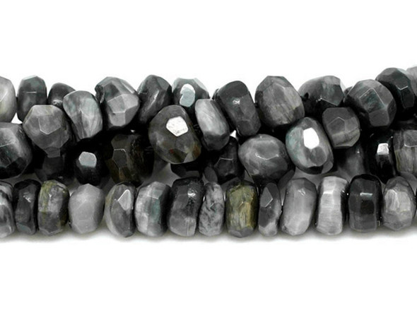 Dakota Stones Eagle Eye Faceted, Freeform 5x8mm Rondelle - 15-16 Inch Bead Strand