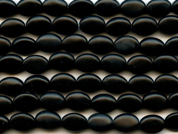 Complement your looks with elegant black color. These beads feature enigmatic black color and a matte finish with a subtle shine. These beads feature pleasing oval shapes that would look great in any design. Let these beads create striking contrast within your designs. These beads are polished and then tumbled to achieve the matte finish. Onyx has a Mohs hardness of 6-7. Metaphysical Properties: Often known as a protection stone, onyx absorbs and dissolves negative energy from the body.Because gemstones are natural materials, appearances may vary from bead to bead. All Onyx beads are heat-treated. Dakota Stones cuts its Onyx from rough material that is heated at least 3 times to make sure the black color is consistent and any light lines are not visible. Each strand includes approximately 14 beads. 